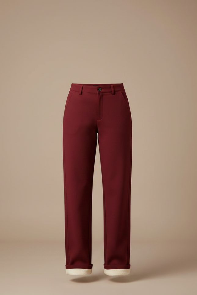 Pantalon Chino Bordeaux Ample Doublé Chaud Hiver - Gabardine - vue 3