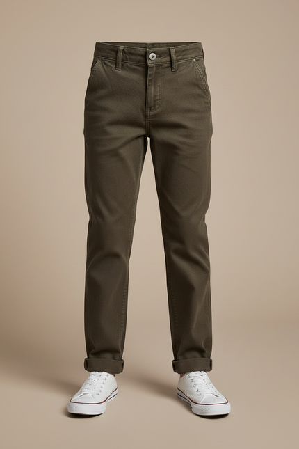 Pantalon Chino Kaki Coton Droite Enfant - vue 3