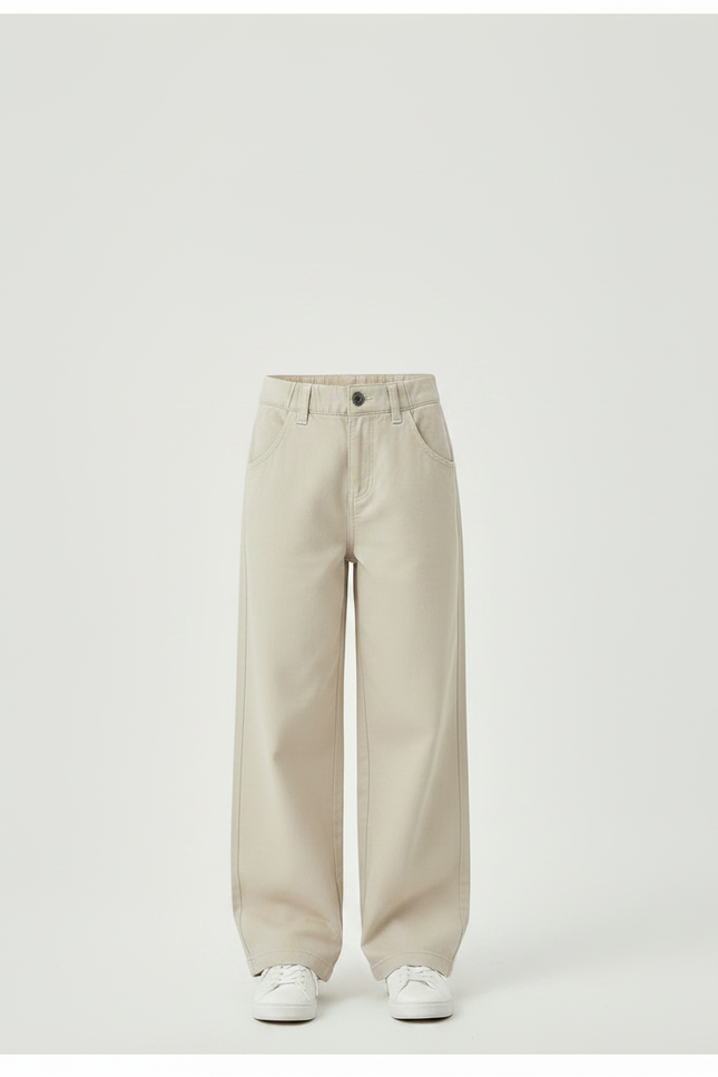 Pantalon Chino Beige Ample Coton Enfant Décontracté - vue 3