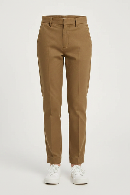 Pantalon Chino Marron Droit Taille Haute Décontracté - Gabardine - vue 3