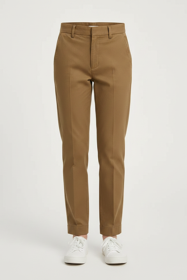 Pantalon Chino Marron Droit Taille Haute Décontracté - Gabardine - vue 3