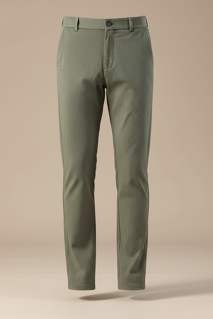 Pantalon Chino Vert Olive Coton Droit Homme Décontracté - Kaki - vue 3
