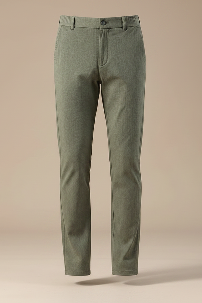 Pantalon Chino Vert Olive Coton Droit Homme Décontracté - Kaki - vue 3
