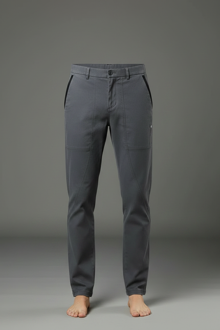 Pantalon Chino Gris Homme Coupe Droite Décontracté - Coton - vue 3