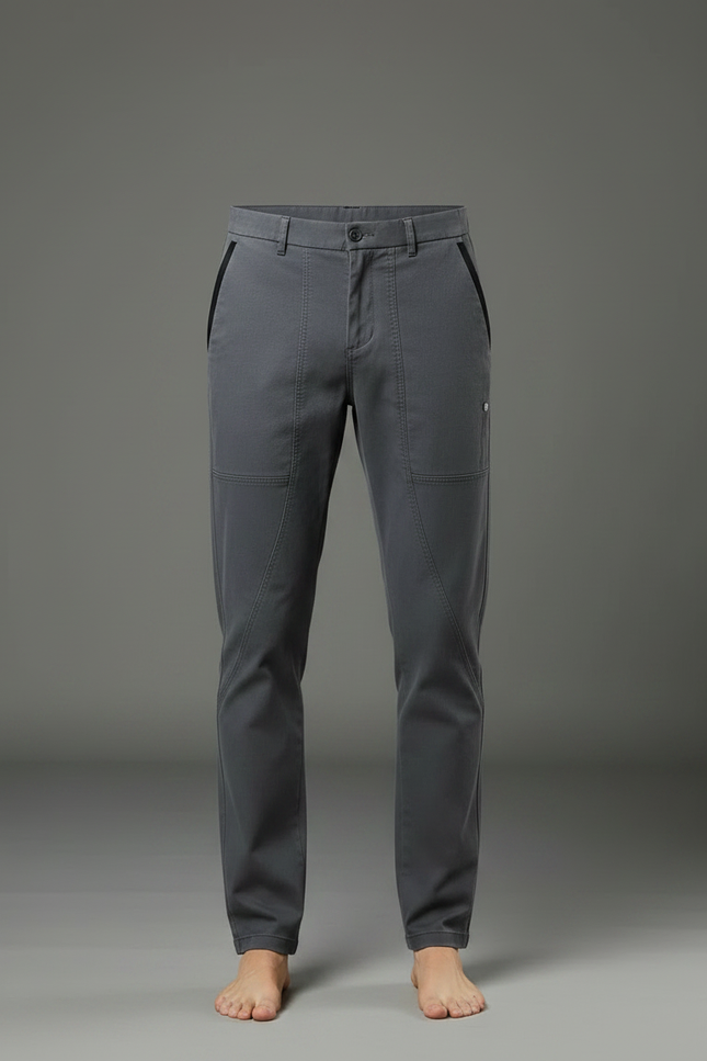 Pantalon Chino Gris Homme Coupe Droite Décontracté - Coton - vue 3