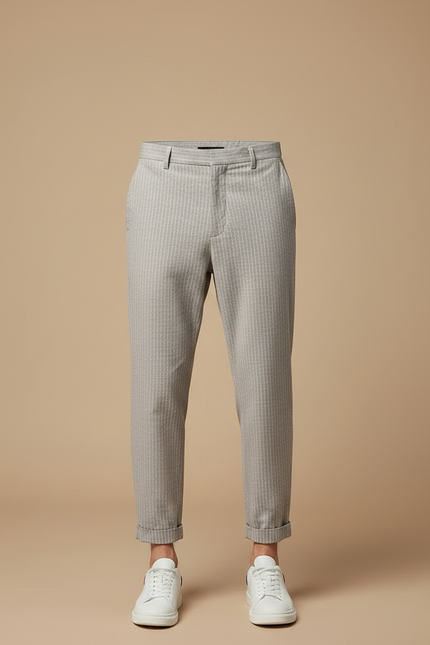 Pantalon Chino Gris Rayé Décontracté Ample Coton Homme - vue 3