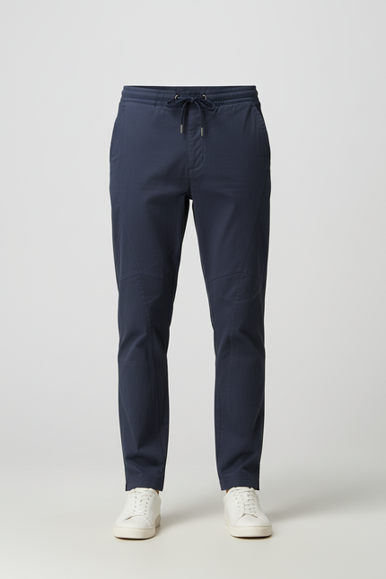 Pantalon Chino Bleu Marine Coton Décontracté Cordon Homme - vue 3