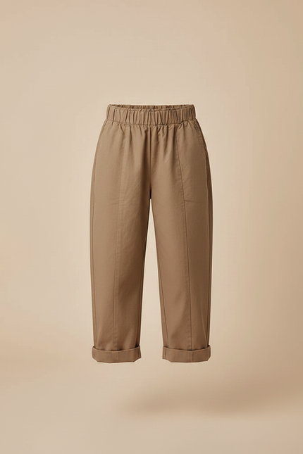 Pantalon Chino Marron Ample Coton Élastique Enfant - vue 3