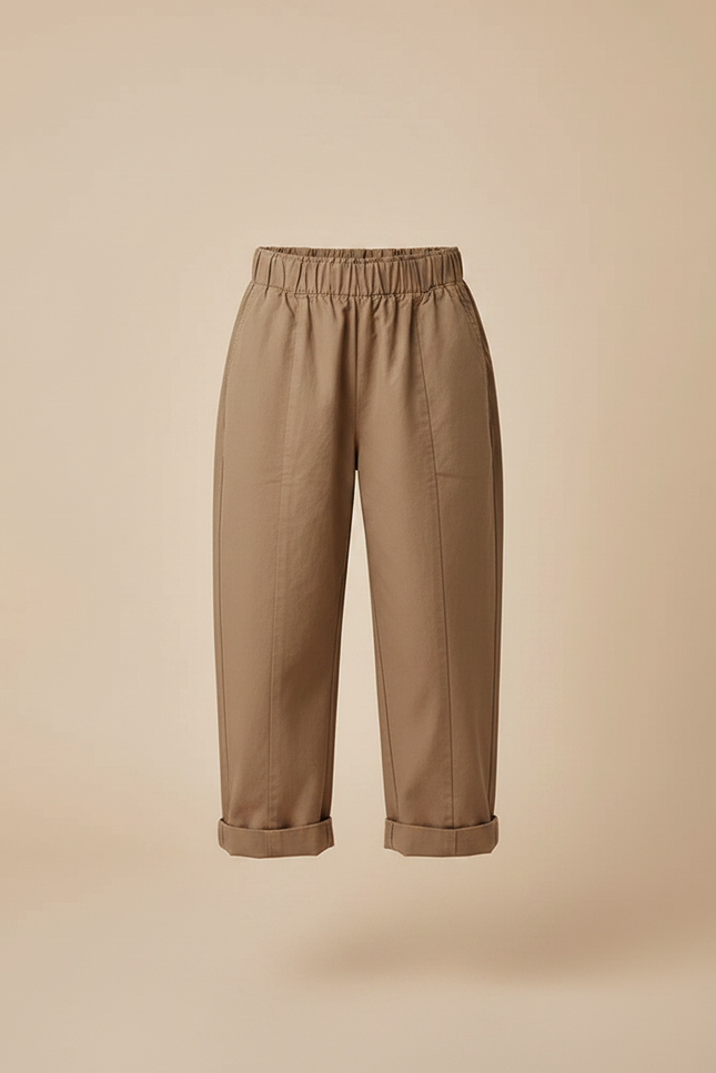 Pantalon Chino Marron Ample Coton Élastique Enfant - vue 3