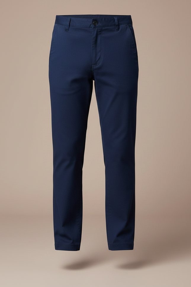 Pantalon Chino Bleu Marine Coton Droit Garçon Élégant - vue 3