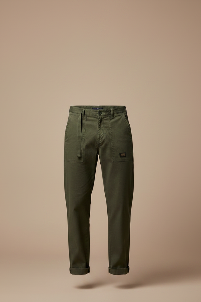 Pantalon Chino Kaki Coton Décontracté Ample Homme - vue 3