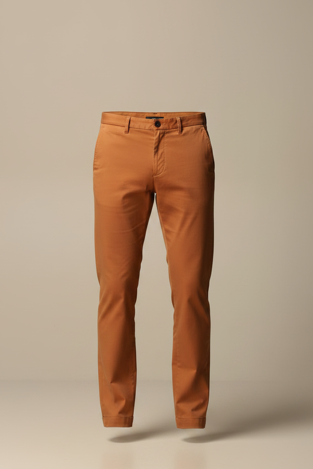 Pantalon Chino Marron Coton Droit Homme Décontracté - vue 3