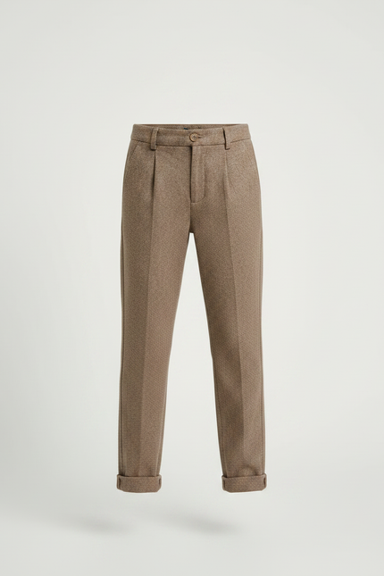 Pantalon Chino Marron Laine Plissé Enfant Décontracté - Tweed - vue 3