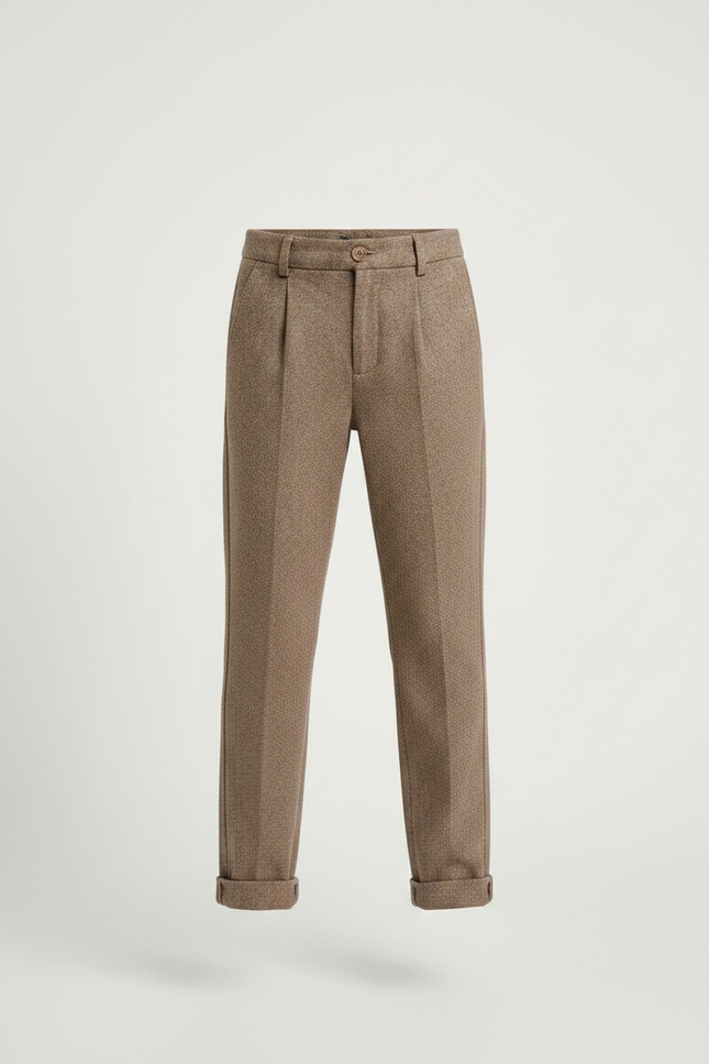 Pantalon Chino Marron Laine Plissé Enfant Décontracté - Tweed - vue 3