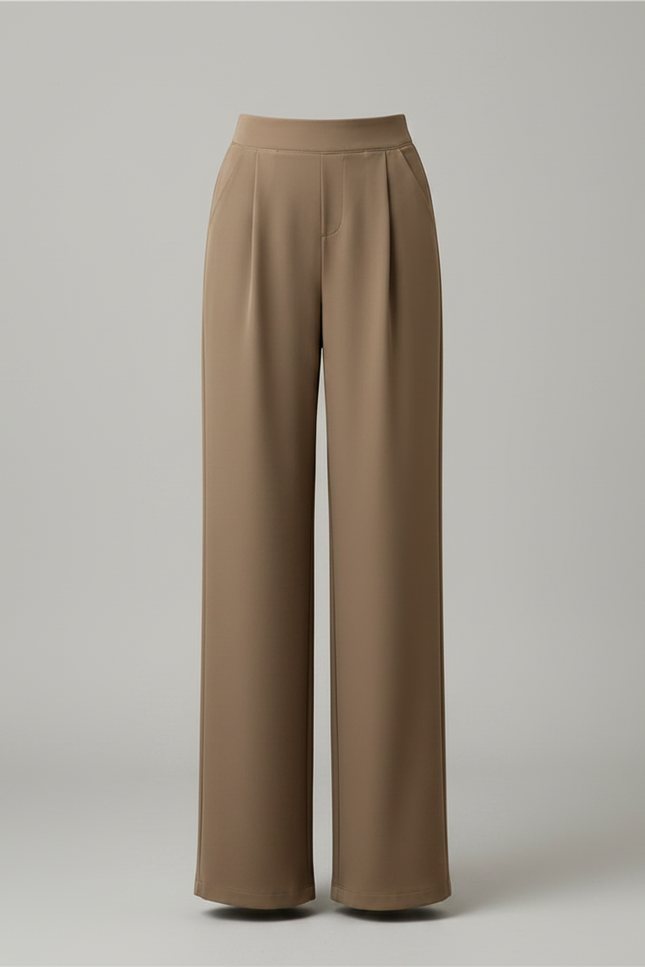 Pantalon Chino Marron Ample Fluide Taille Haute Décontracté - Viscose - vue 3