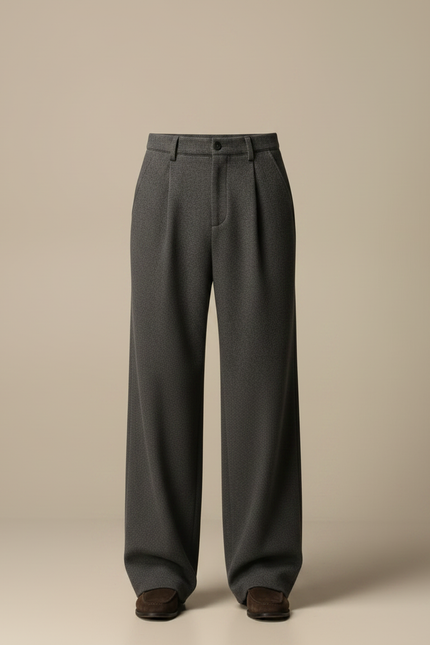 Pantalon Chino Gris Laine Ample Plissé Homme - vue 3