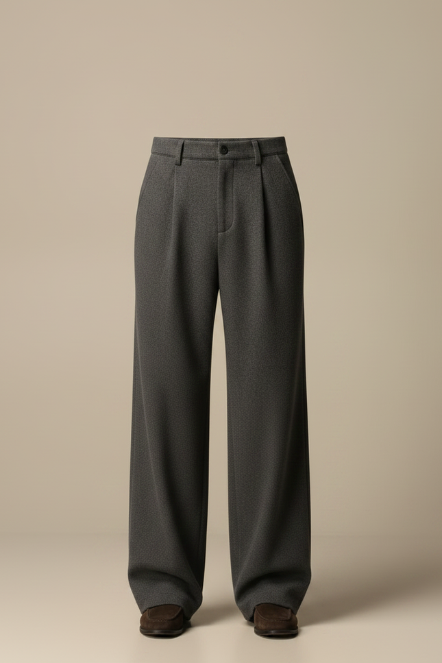 Pantalon Chino Gris Laine Ample Plissé Homme - vue 3