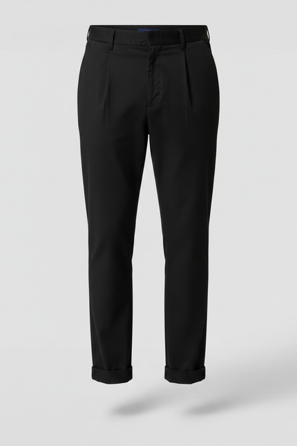 Pantalon Chino Noir Plissé Coton Élégant Homme - vue 3