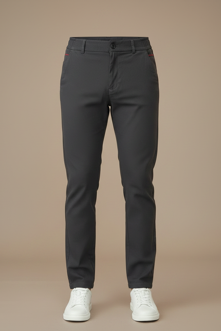 Pantalon Chino Homme Gris Anthracite Coton Stretch Coupe Droite - vue 3