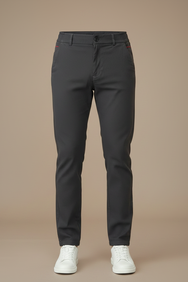 Pantalon Chino Homme Gris Anthracite Coton Stretch Coupe Droite - vue 3