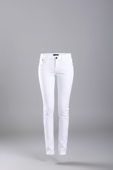 Pantalon Chino Blanc Skinny Stretch Femme Confortable - Jean - vue 3