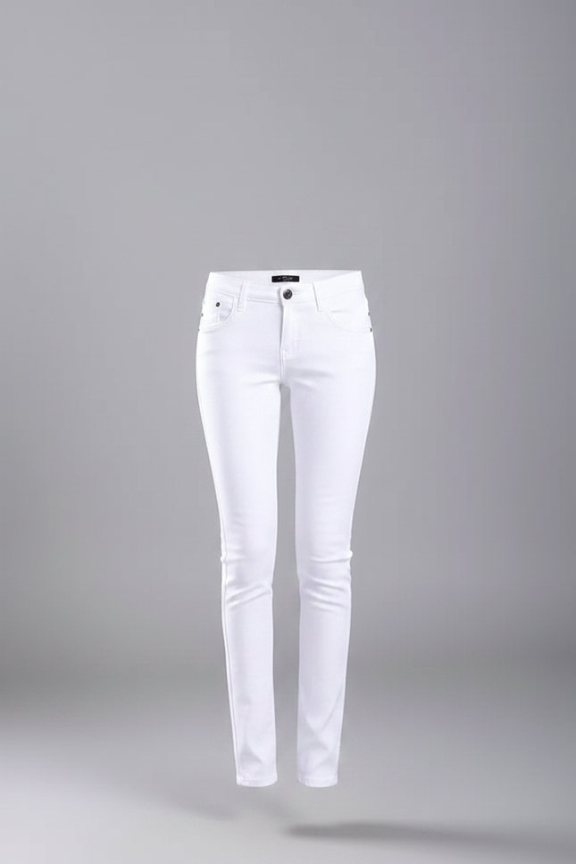 Pantalon Chino Blanc Skinny Stretch Femme Confortable - Jean - vue 3