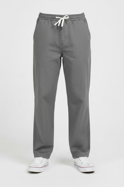 Pantalon Chino Gris Coton Ample Garçon Décontracté - vue 3