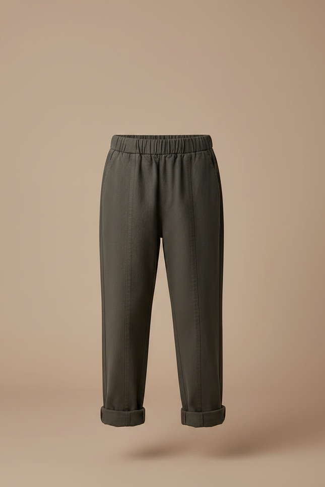 Pantalon Chino Kaki Ample Coton Élastique Enfant - vue 3