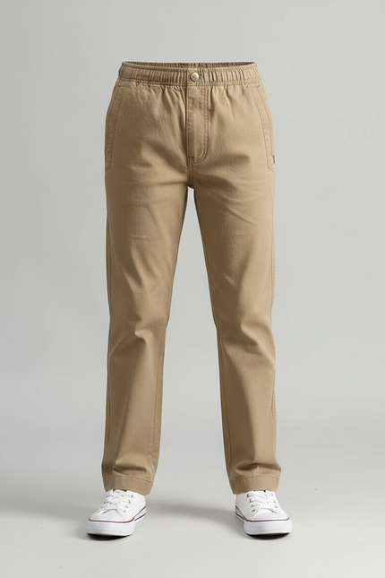 Pantalon Chino Kaki Coton Décontracté Elastique Garçon - vue 3
