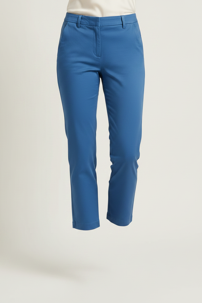 Pantalon Chino Bleu Marine Coupe Droite Court Femme - Coton - vue 3