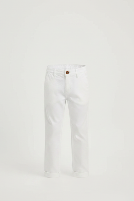 Pantalon Chino Blanc Coton Garçon Décontracté Court - vue 3