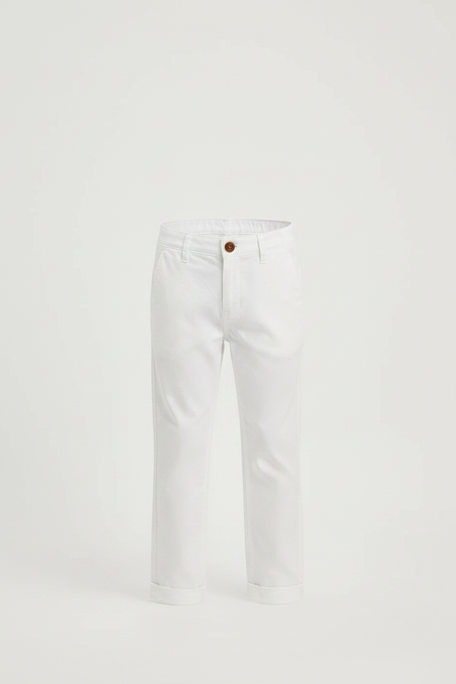 Pantalon Chino Blanc Coton Garçon Décontracté Court - vue 3