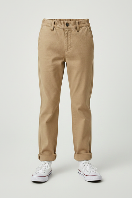 Pantalon Chino Beige Coton Droit Confort Garçon - vue 3
