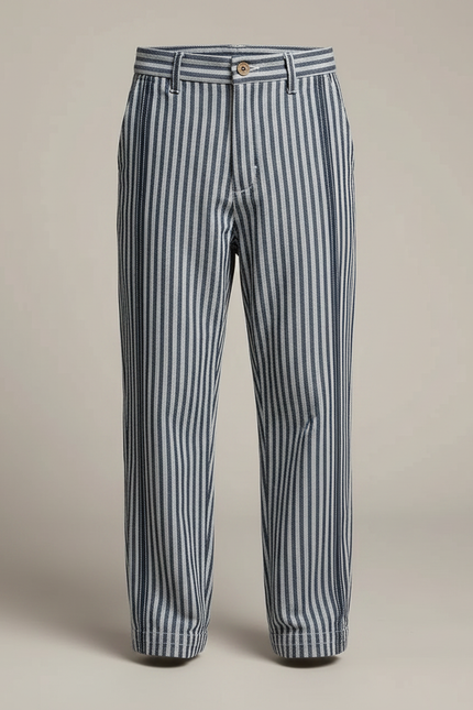 Pantalon Chino Rayé Ample Décontracté Enfant - Multicolore Lin - vue 3