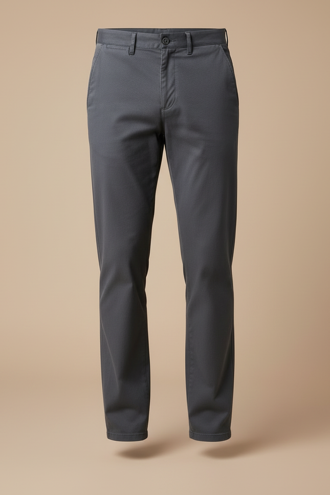 Pantalon Chino Homme Coupe Droite - Gris Coton - vue 3