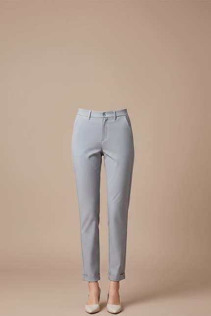 Pantalon Chino Gris Clair Coupe Droite Élégant Femme - Gabardine - vue 3