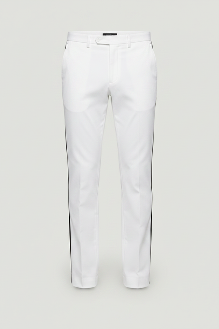 Pantalon Chino Blanc Bande Latérale Droite Élégant - Gabardine - vue 3