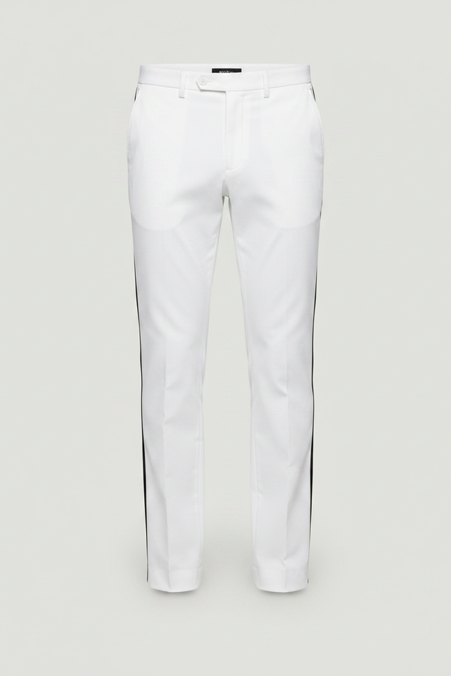 Pantalon Chino Blanc Bande Latérale Droite Élégant - Gabardine - vue 3