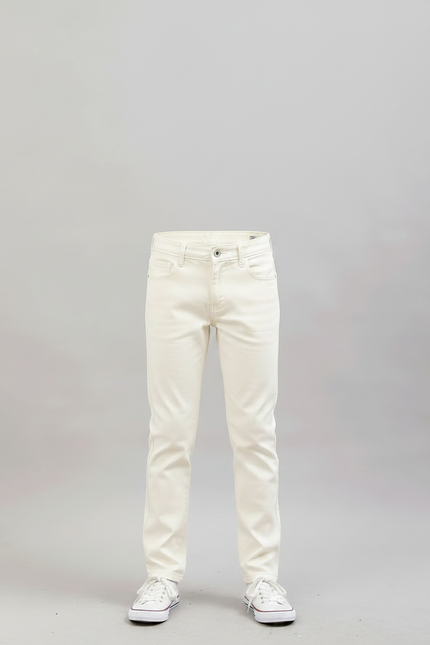 Pantalon Chino Crème Coton Stretch Slim Enfant - Beige - vue 3