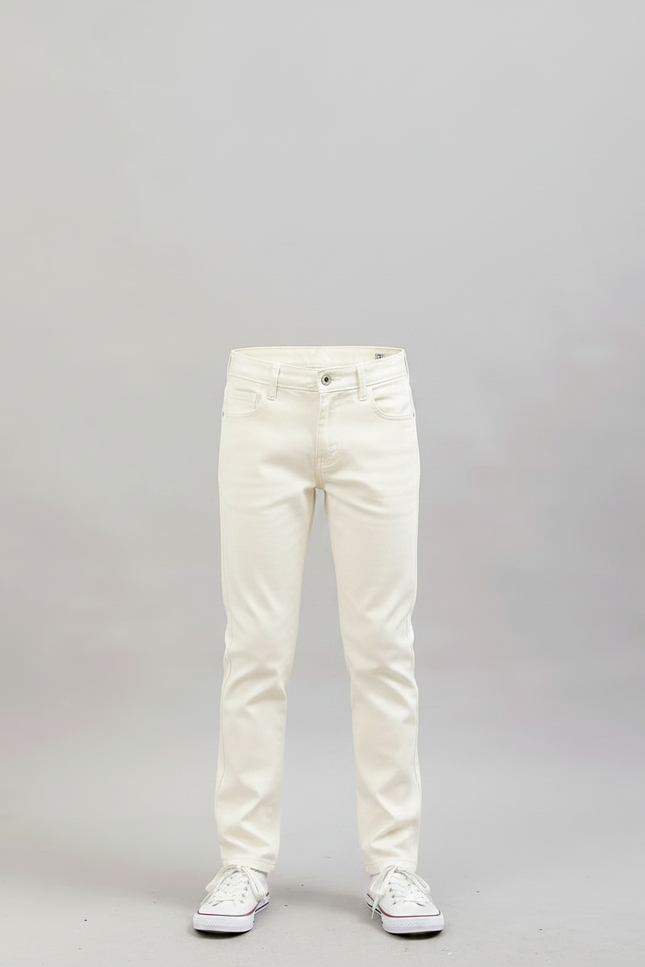 Pantalon Chino Crème Coton Stretch Slim Enfant - Beige - vue 3