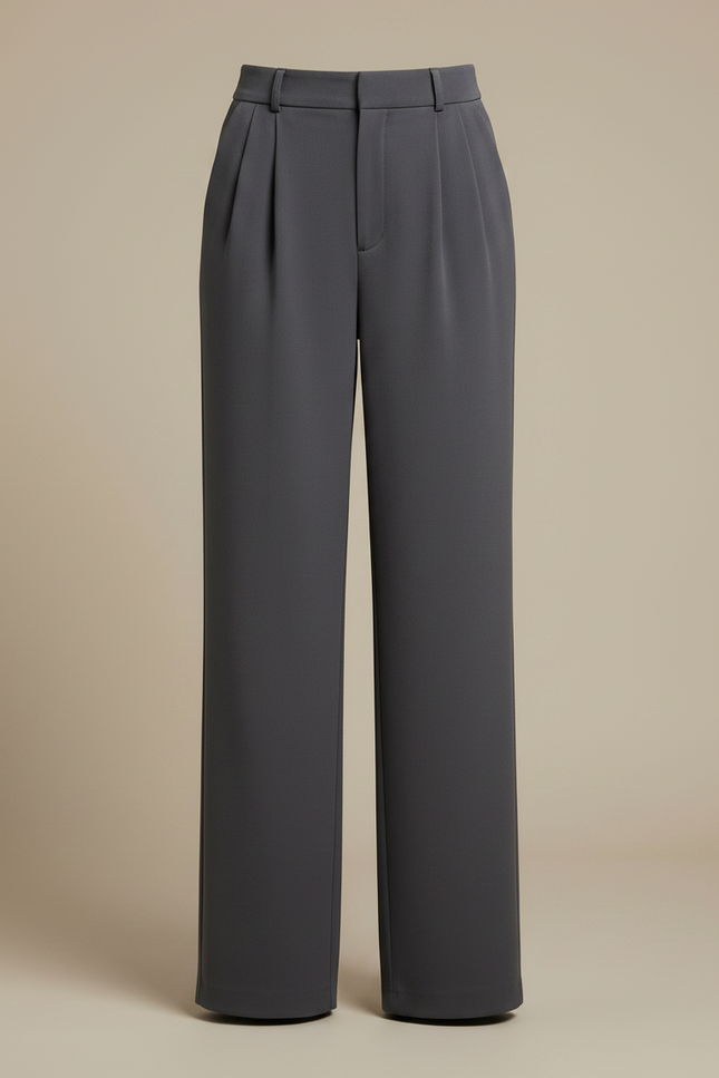 Pantalon Chino Gris Plissé Ample Femme Décontracté - Polyester - vue 3