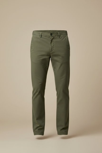 Pantalon Chino Homme Vert Olive Coton Droit Décontracté - vue 3