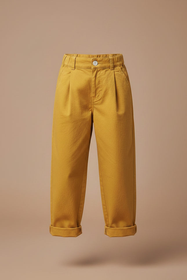 Pantalon Chino Jaune Moutarde Coton Ample Enfant - vue 3