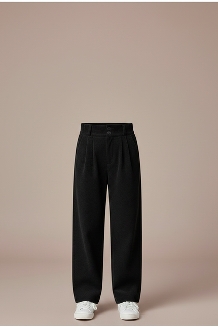 Pantalon Chino Noir Côtelé Droit Enfant Décontracté - Cordé - vue 3
