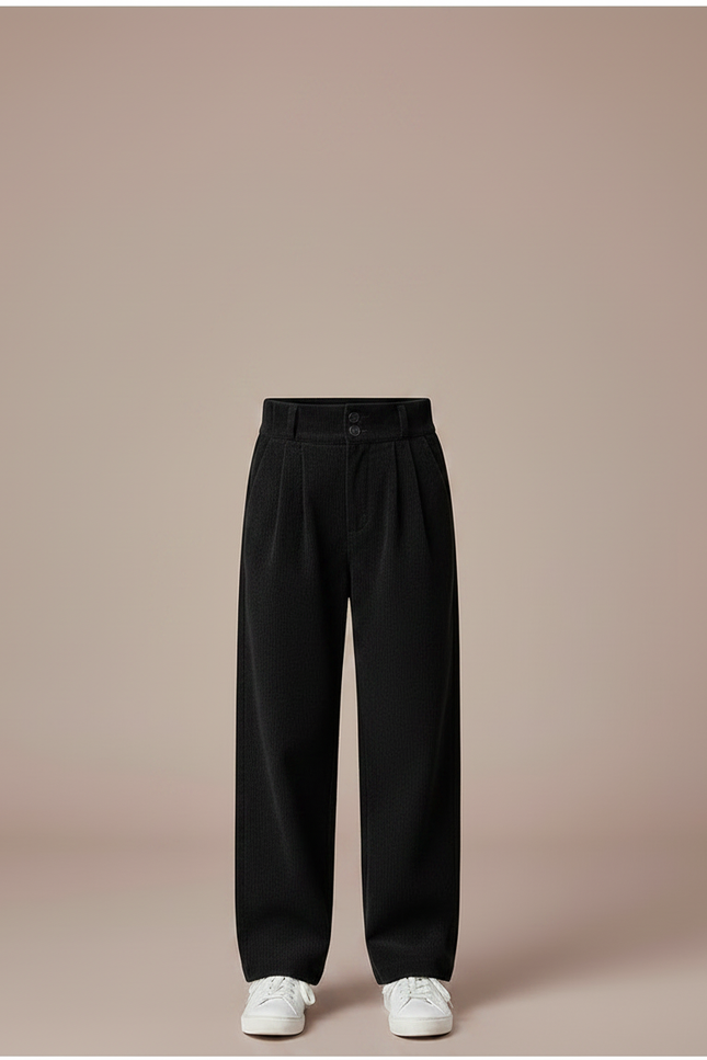 Pantalon Chino Noir Côtelé Droit Enfant Décontracté - Cordé - vue 3
