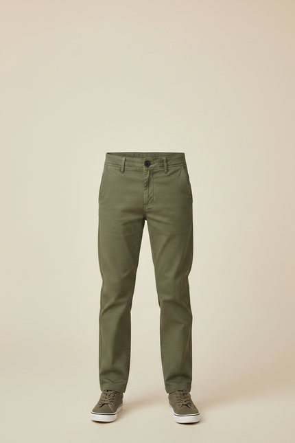 Pantalon Chino Vert Kaki Enfant Coton Décontracté - vue 3