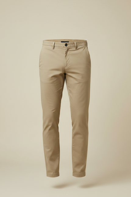 Pantalon Chino Beige Coton Slim Élégant Décontracté Homme - vue 3