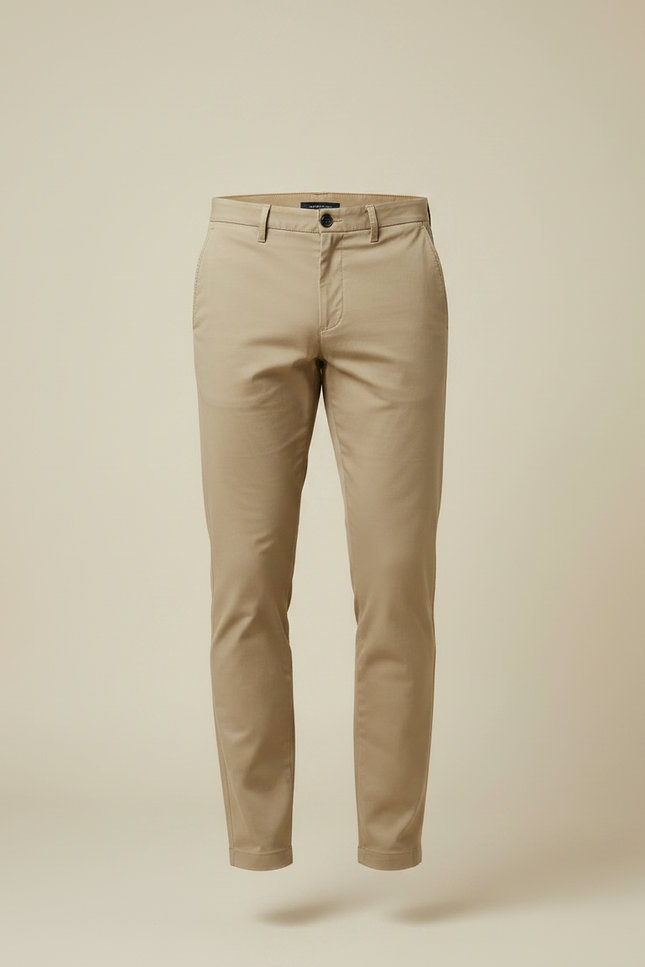 Pantalon Chino Beige Coton Slim Élégant Décontracté Homme - vue 3