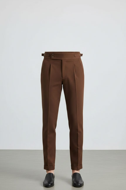 Pantalon Chino Marron Élégant Plissé Décontracté Homme - Gabardine - vue 3