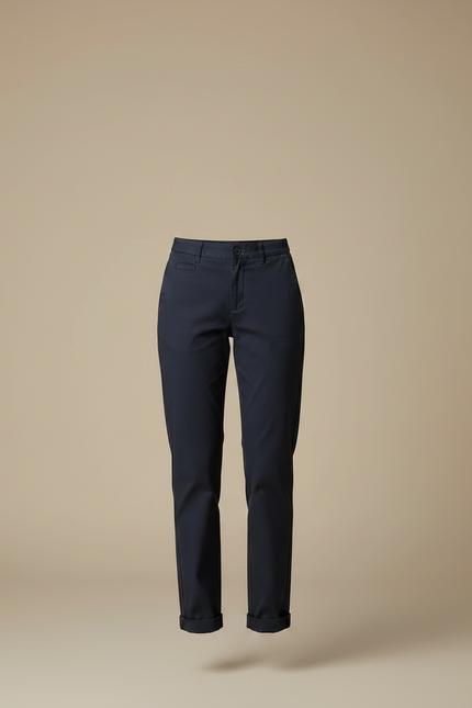 Pantalon Chino Marine Coton Décontracté Femme Coupe Droite - vue 3